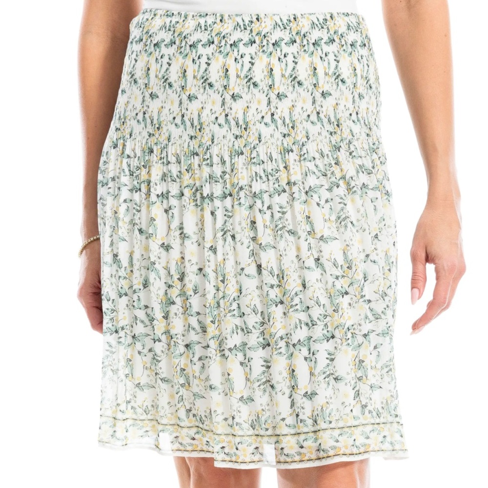 Max Studio Floral Pleated Pull-On Skirt